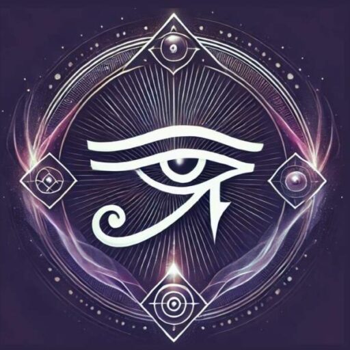 Logo for Reiki Massage Metaphysical Healing Service featuring Eye of Horus symbol, used for branding spiritual healing services in Olympia WA