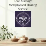Calming holistic wellness setting with Reiki, massage, and energy healing elements, representing Reiki Massage Metaphysical Healing Service in Olympia, WA