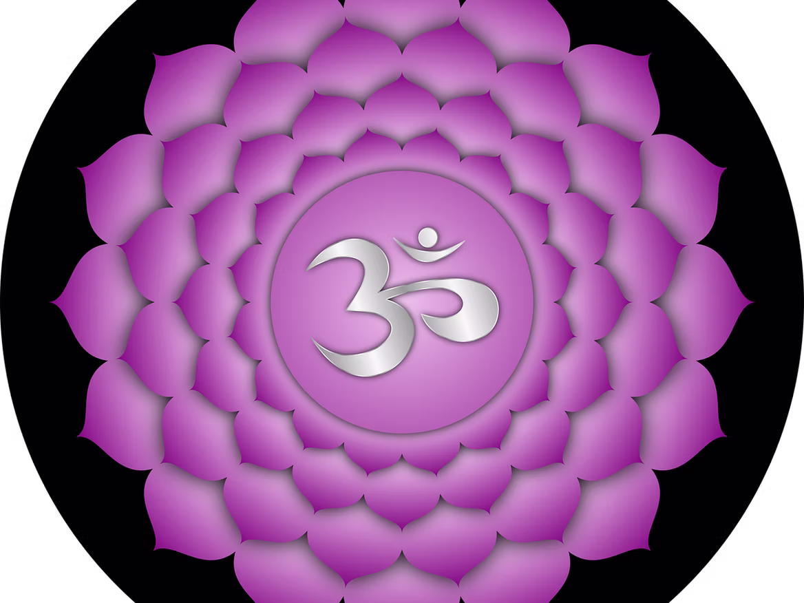 Violet crown chakra symbol (Sahasrara) representing spiritual awakening, divine wisdom, and universal energy connection