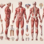Classical anatomy chart showing muscle structure for article comparing deep tissue massage and myofascial release techniques