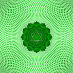 Green heart chakra symbol (Anahata) representing love, emotional healing, compassion, and energetic balance