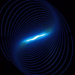 Distant light emitting vibration waves across space, symbolizing the healing power of sound and frequency therapy