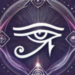 Reiki Massage Metaphysical Healing Service - Eye of Horus company logo with circular background and four points representing elements, directions, and metaphysical alignment –