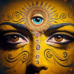 High-resolution digital artwork of a woman with a visible third eye representing spiritual awakening and Ajna chakra activation