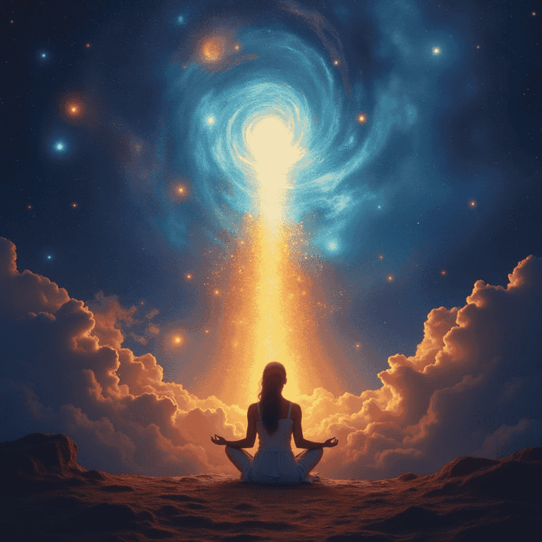 Woman practicing Quantum Reiki seated outdoors looking at the horizon, channeling energy, representing energy healing in Olympia WA