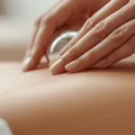 Person performing gliding cup massage on a client’s back using silicone cups to improve circulation, reduce muscle tension, and enhance recovery in Olympia, WA.