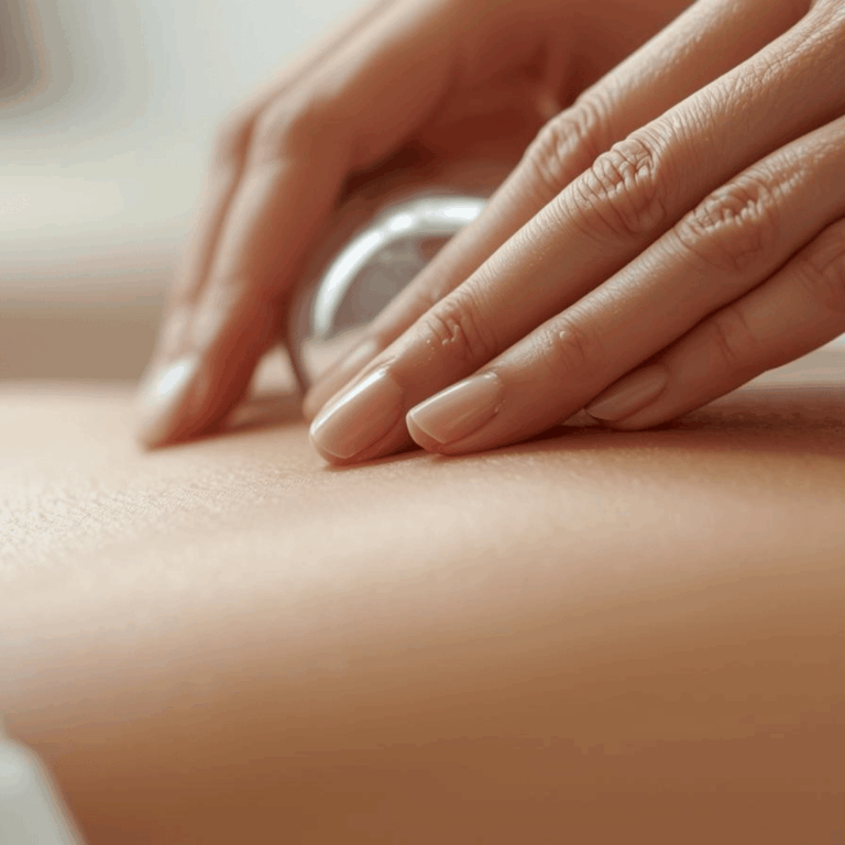Person performing gliding cup massage on a client’s back using silicone cups to improve circulation, reduce muscle tension, and enhance recovery in Olympia, WA.